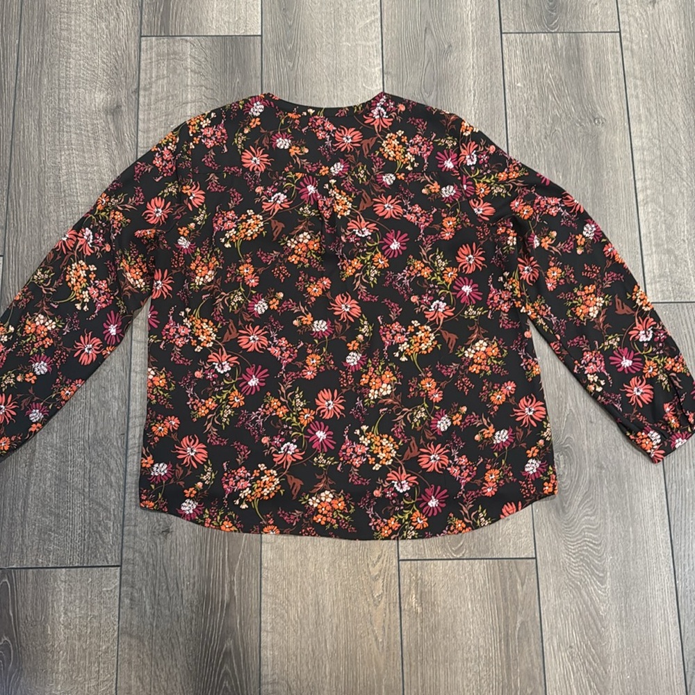 Adrianna Papell Women’s Black Floral Blouse Sz L - Picture 5 of 5